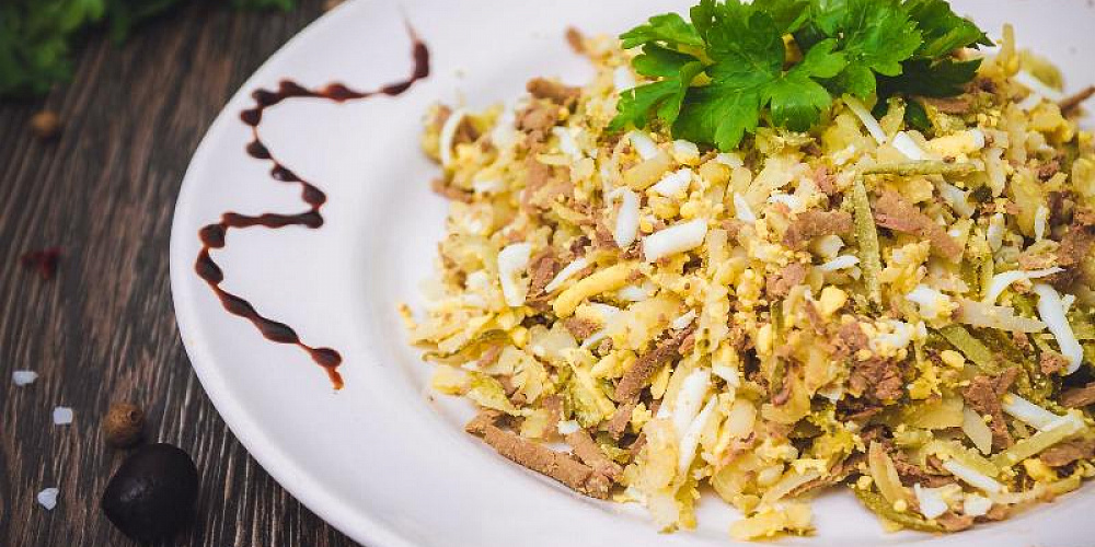 Салат Печёночный. Вкуснейший салат от Сдобной деревни. 